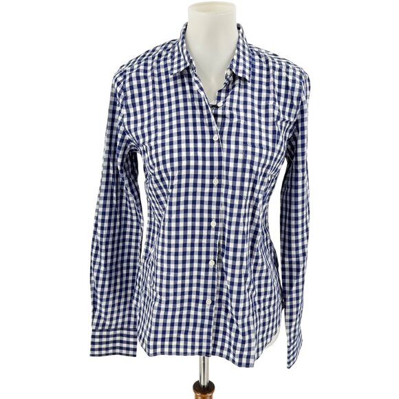 Untuckit Blue & White Checkered Long Sleeve Button-Down Shirt 100% Cotton Made I - Picture 1 of 10
